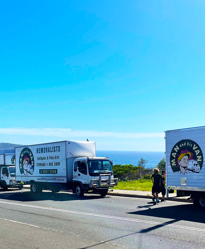 removals trucks lined up in sydney eastern suburbs