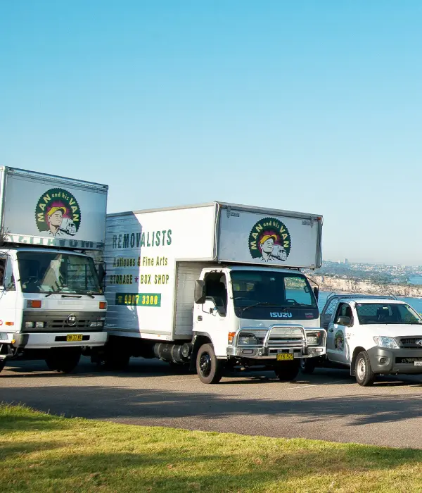 The Man and His Van removal truck fleet prepared for daily furniture removals and relocation jobs in Sydney.